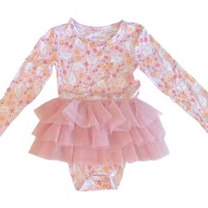 Posh Peanut Swan Bamboo Leotard Onesie With TuTu Size 2T